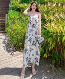 サンドレス ロングドレス  花柄  旅行  海辺  仙女風  LT2-XD5811#