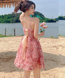 夏新作 花びら ミニドレス サンドレス 海辺 旅行 かわいい  LT2-XDGTOU 3F356-H#9669