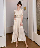 2色 ワイドパンツ  オールインワン 通勤 高級感 新作  二次会 披露宴 LT2-JY4807