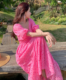 鮮やか  サンドレス ロングドレス  仙女風 旅行 Ⅴネック   LT2-QJ9703