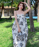 サンドレス ロングドレス  花柄  旅行  海辺  仙女風  LT2-XD5811#