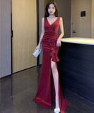 3色 ロングドレス パーティードレス 宴会 ゴージャス セクシー  谷間魅せ LT2-YM9103