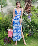 ロングドレス サンドレス 海辺花火 仙女風 絞り染めデザイン  LT2-QJ5815