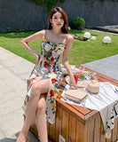 花柄 サンドレス  ロングドレス  リゾートウェア  夏新作  海辺  砂浜 旅行  LT2-XDGTOU 2F 238-B#6221#45