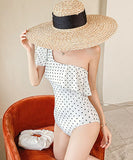 水玉 ヒダ飾り 水着 タンキニ モノキニ ビキニ  かわいい  着瘦せ LT7-GMadn