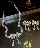 ピカピカ ネックレス ピアス セット 結婚式 高級感 蝶結び LT3-BY-HN1317