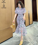 夏新作 花柄 ロングドレス 通勤 淑やか 脚長効果 大人可愛い LT2-JY5879