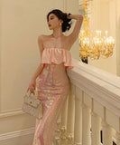 チューブトップ キラキラ キャバドレス 谷間魅せ  セクシー  高級感  LT2-ZED885186DXH418