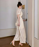 2色 ワイドパンツ  オールインワン 通勤 高級感 新作  二次会 披露宴 LT2-JY4807