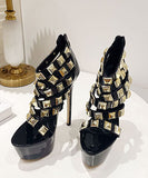 セクシー ハイヒール 脚長効果 おしゃれ リベット  キャバ嬢  LT5-XLMY- 9966-198