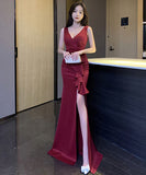 3色 ロングドレス パーティードレス 宴会 ゴージャス セクシー  谷間魅せ LT2-YM9103