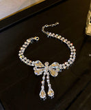 ピカピカ ネックレス ピアス セット 結婚式 高級感 蝶結び LT3-BY-HN1317