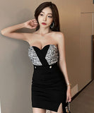 千鳥柄 キャバドレス ミニドレス 谷間魅せ 新作 セクシー  LT2-YM8671