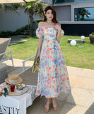 夏新作  オフショルダー  サンドレス  ロングドレス 花柄   海辺 日光浴  LT2-XDGTOU 2F 238-B#6205