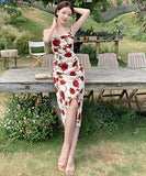 サンドレス バラ柄  ロングドレス かわいい  セクシー  海辺 LT2-XDNRJ 2FEQ E215-B#677