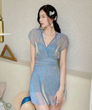 2色  キラキラ 水着 ビキニ タンキニ  仙女風  かわいい  海辺 LT7-DPA30059