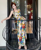 サンドレス ロングドレス  花柄  ロマンチック  海辺花火 仙女風  LT2-QJ6793