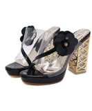 ハイヒール スリッパ かわいい 花柄 ピカピカ 脚長効果 ゴージャス MY5-XL-ALT-392-5