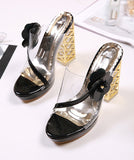 ハイヒール スリッパ かわいい 花柄 ピカピカ 脚長効果 ゴージャス MY5-XL-ALT-392-5